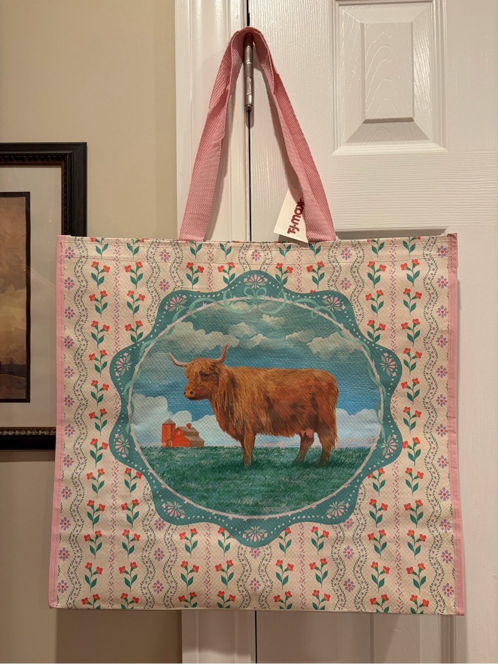 T.J.Maxx Pink Highland Cow Farm Reusable Tote 🤠🛍️